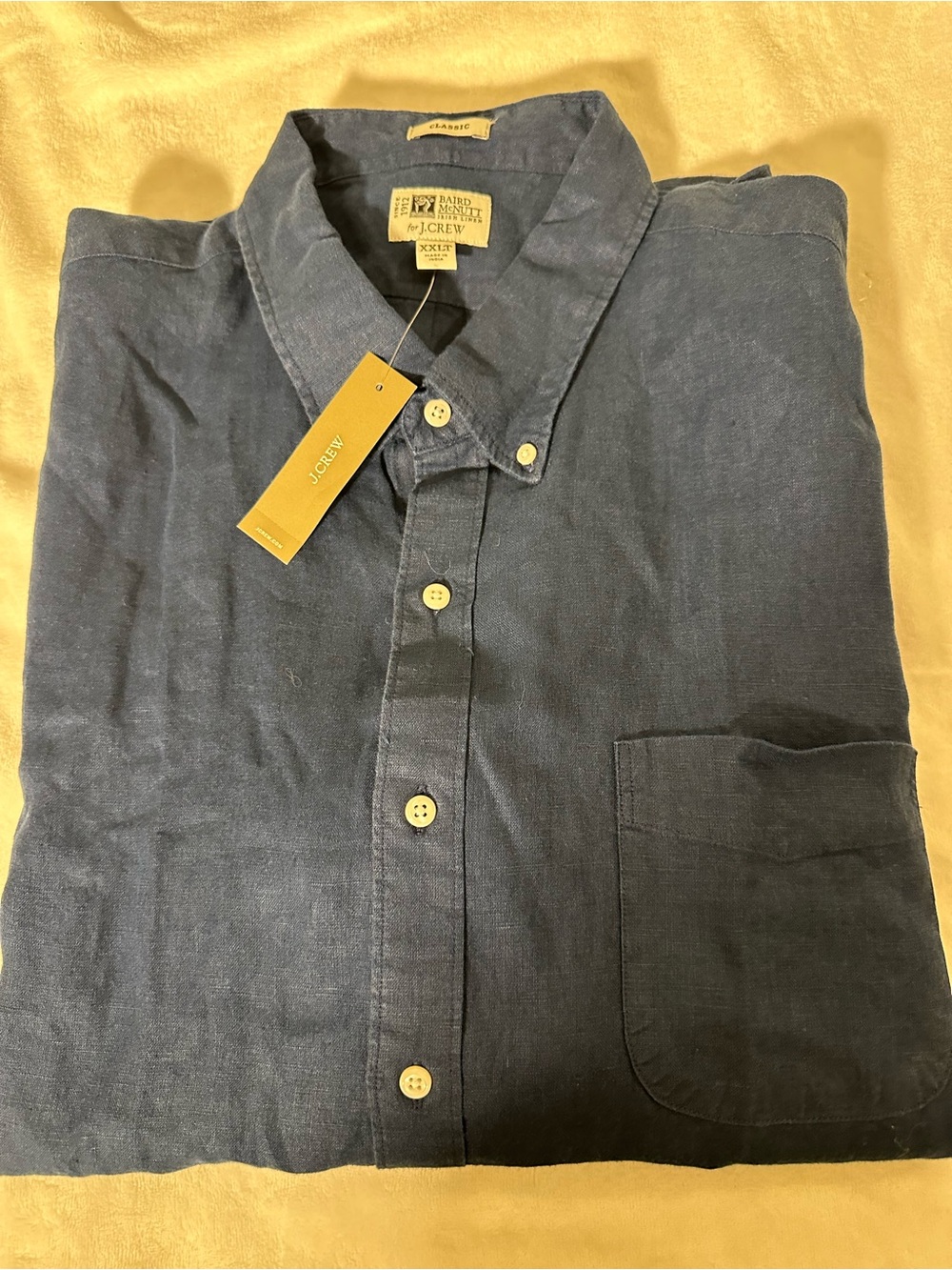 J.Crew Men’s Navy Button-Down Shirt Baird McNutt Irish linen XXLT New with Tags